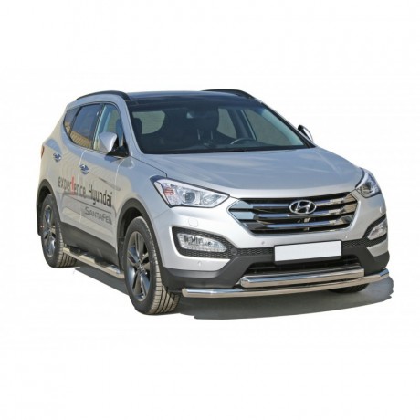 Защита переднего бампера «Труба двойная» (d63,5) для Hyundai Santa Fe (2012-2016)(Окрашенное) купить недорого с доставкой в Нижневартовск
